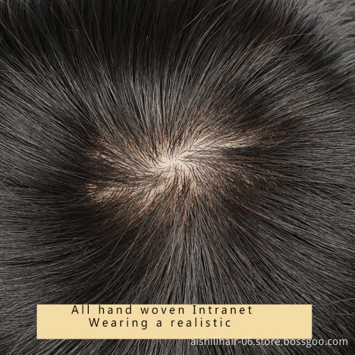 High-quality All Hand-made Human Hair Toupee for Men